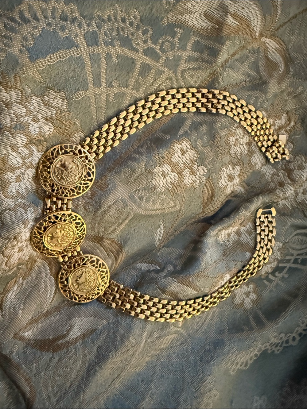 Vintage/Antique Coin Medallion Link Choker Necklace - Women Jewelry - Picture 6 of 12